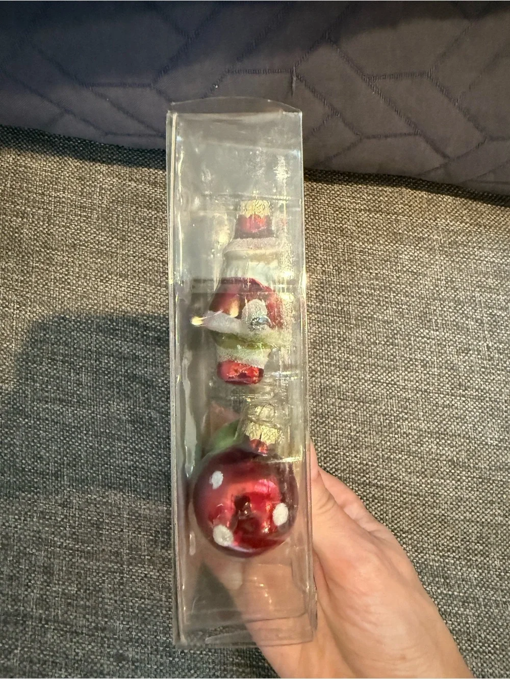 Pier 1 Imports Mini Glass Ornaments Set of 4 Brand New Santa/Snowman